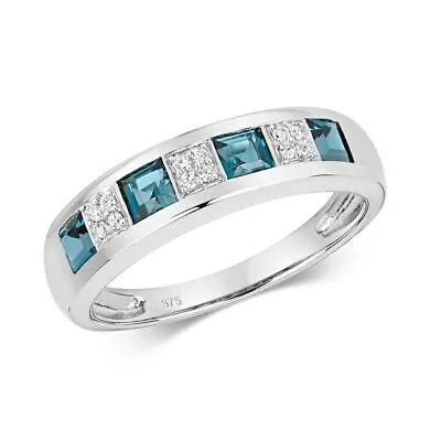 Pre-owned Eternity Diamant & London Blauer Topas  Ring Grössen J-q