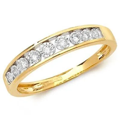 Pre-owned Eternity 0.06ct Diamant  Illusion Set Ring Grössen J-q Gelbgold