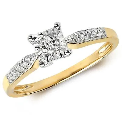 Pre-owned Eternity 0.15ct Diamant Illusion Set Ring Grössen J-q Gelbgold