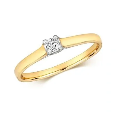 Pre-owned So 0.10ct Diamant Crosver Litaire Ring Grössen J-q Gelbgold