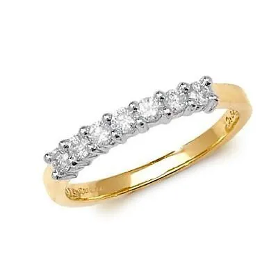 Pre-owned Eternity 0.33ct Diamant 7 Stein Halb  Ring Grössen J-q Gelbgold