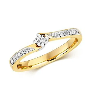 Pre-owned So 0.20ct Diamant Litaire Set Ring Grössen J-q Gelbgold