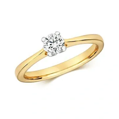 Pre-owned So 0.35ct Diamant 4 Klaue Litaire Ring Grössen J-q Gelbes Gold