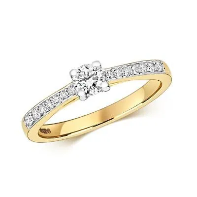 Pre-owned So 0.40ct Diamant Litaire Set Ring Grössen J-q Gelbgold