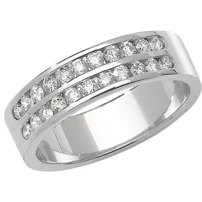 Pre-owned Eternity 0.53ct Diamant 2 Reihen Halb  Ring Grössen J-q