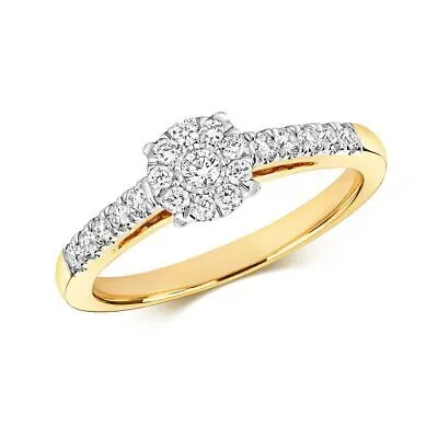 Pre-owned So 0.37ct Diamant Illusion Litaire Ring Grössen J-q Gelbgold