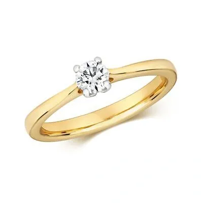 Pre-owned So 0.25ct Diamant 4 Klaue Litaire Ring Grössen J-q Gelb Gold