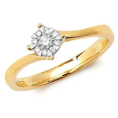 Pre-owned So 0.13ct Diamant Litär Ring Grössen J-q Gelbgold