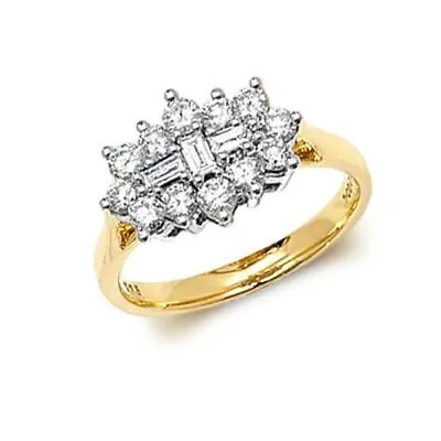 Pre-owned So 1.00ct Diamant Haufen Ring Grössen J-q Gelbgold