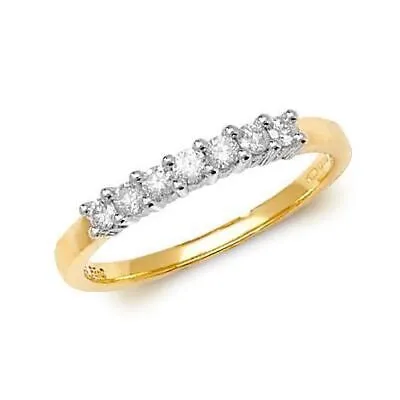 Pre-owned So 0.25ct Diamant 7 Stein 1/2 Set Ring Grössen J-q Gelbgold