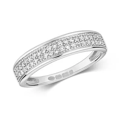 Pre-owned Eternity 0.20ct Diamant 2 Reihen Band Ring Grössen J-q