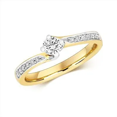 Pre-owned So 0.37ct Diamant Litaire Set Ring Grössen J-q Gelbgold