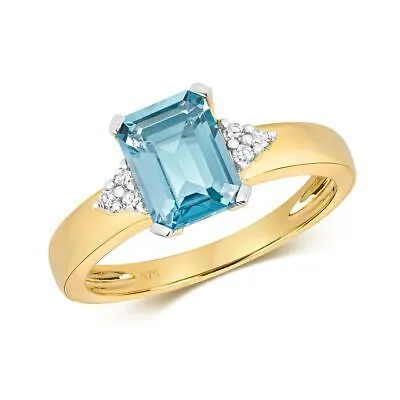 Pre-owned So Diamant & Licht Schweizer Blau Topas Ring Grössen J-q Gelbes Gold