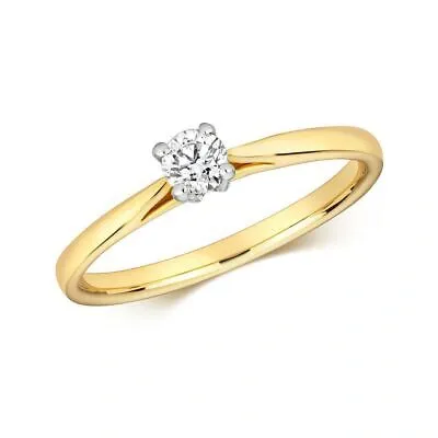 Pre-owned So 0.25ct Diamant 4 Klaue Litaire Ring Grössen J-q Gelbgold Vergoldet