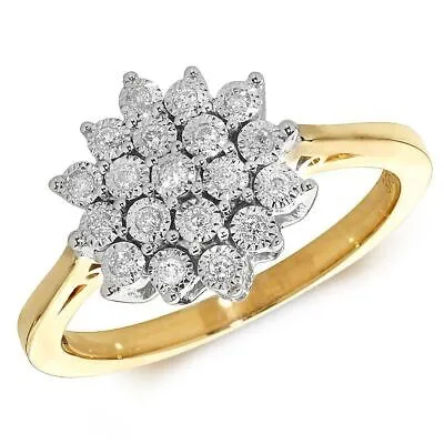 Pre-owned Eternity 0.10ct Diamant Illusion Set Ring Grössen J-q Gelbgold