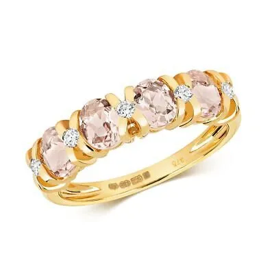 Pre-owned Eternity Diamant & Morganit  Ring Grössen J-q Gelbgold