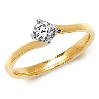 Pre-owned So 0.25ct Diamant Twist Litaire Ring Grössen J-q Gelbgold