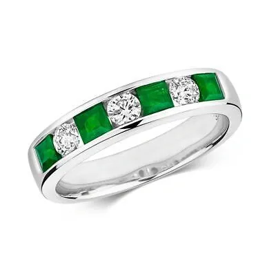 Pre-owned Emerald 0.32ct Diamant Ewigkeit  Ring Grössen J-q