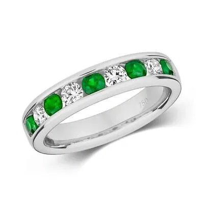 Pre-owned Emerald 0.37ct Diamant Ewigkeit  Ring Grössen