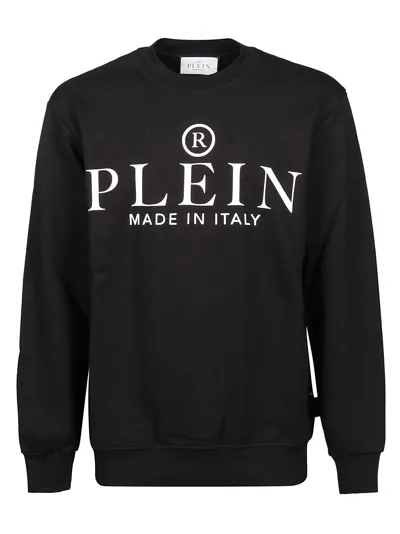 Philipp Plein Logo-print Ribbed-knit Sweatshirt In Black