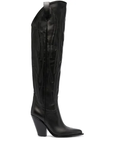 Sonora Western-detail Knee-length Boots In Black