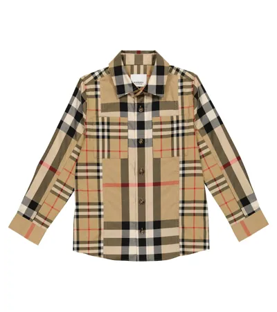 Burberry Kids' Vintage Check Cotton Shirt In Beige