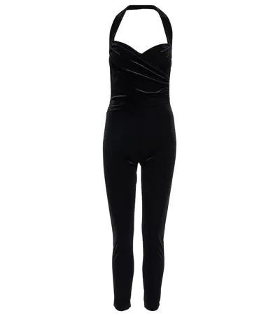 Norma Kamali Cayla Velvet Catsuit In Black