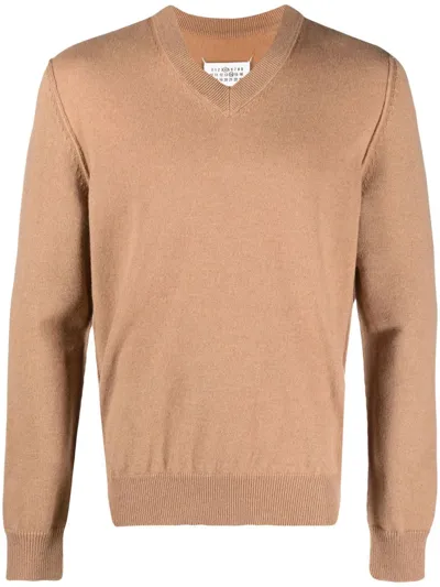 Maison Margiela Brown Cashmere Sweater In Beige