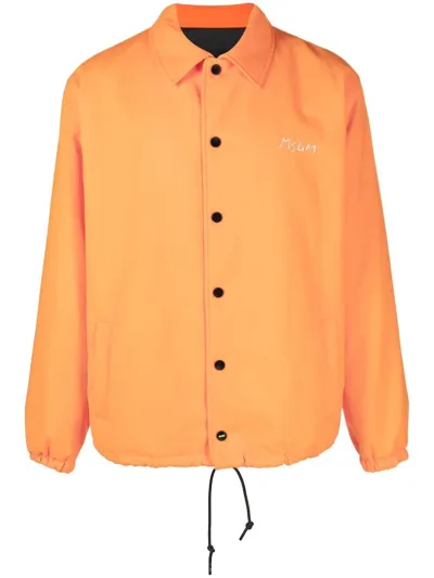 Msgm Embroidered Logo Jacket In Orange