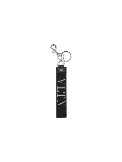 Valentino Garavani Logo-print Keyring In Black