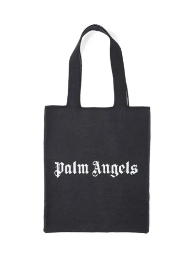 Palm Angels Logo Shopper Bag In Black