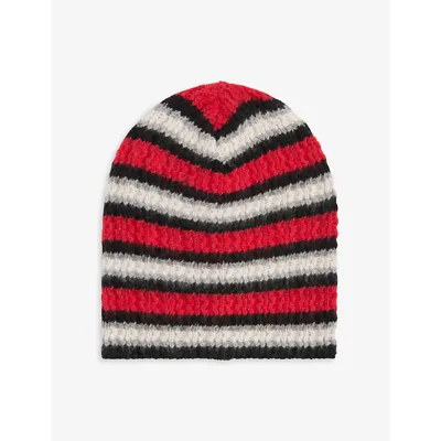 Erl Striped Cashmere-blend Beanie In Red