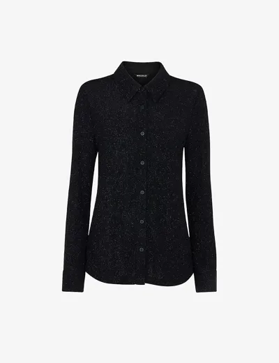 Whistles Grace Sparkle-detail Woven Shirt In Black/multi