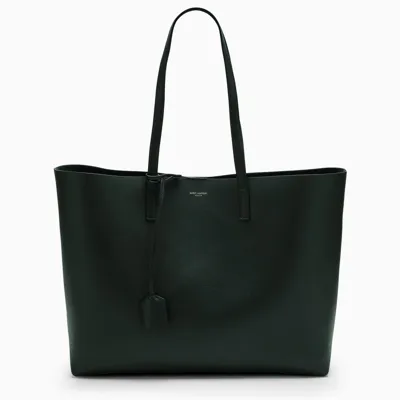 Saint Laurent Green Large Shopping E/w Tote Bag In Nero