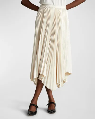 Polo Ralph Lauren Pleated Satin Handkerchief Skirt In Guide Cream