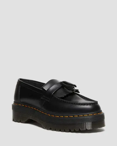 Dr. Martens' Adrian Leather Platform Tassel Loafers Boots In Schwarz