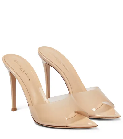 Gianvito Rossi Elle 105 Pvc And Patent Leather Mules In Brown