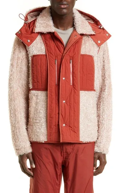 Craig Green Reversible Fluffy Hooded Jacket In Red