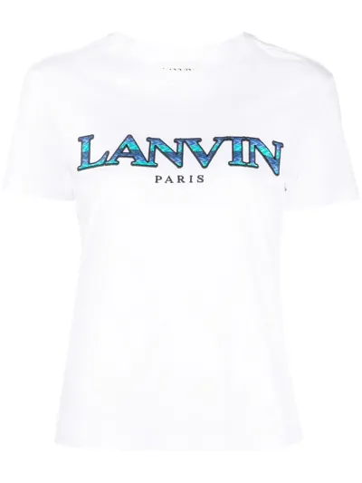 Lanvin Logo-embroidered Cotton T-shirt In White