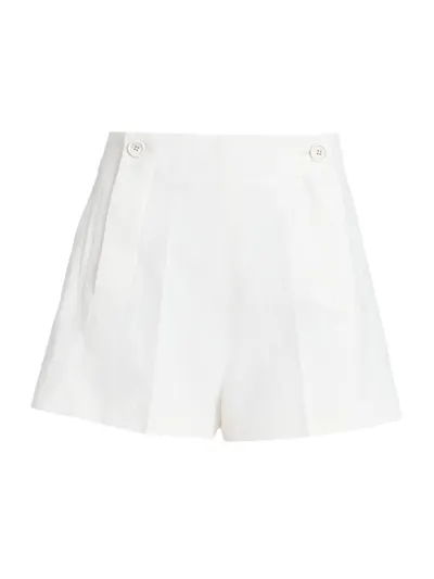 Chloé Women's Wool-linen Washed Natte Shorts In Iconic Milk