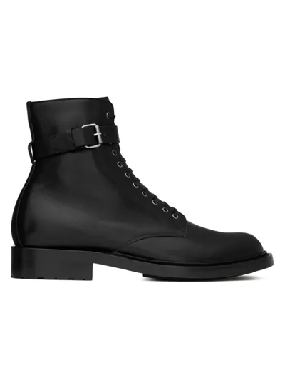 Saint Laurent Hanot Leather Ankle Boots - Men's - Fabric/leather/calf Leather In Black