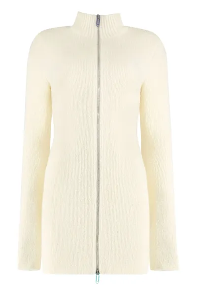 Off-white Bouclé Knit Dress For Women In Panna