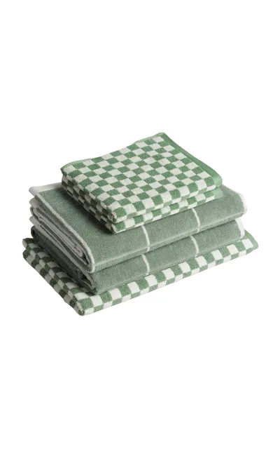 Baina Organic Cotton Terry Bath Set In Green