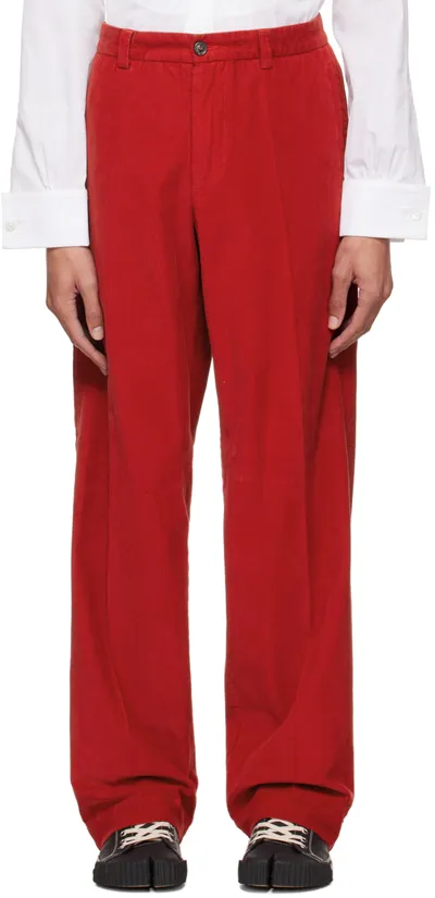 Maison Margiela Red Belt Loops Trousers In 206 Rust