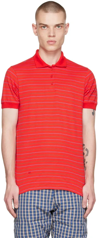 Erl Striped Polo Top In Red