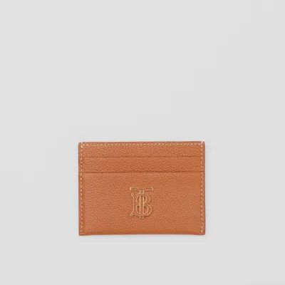 Burberry Grainy Leather Tb Card Case In Warm Russet Brown