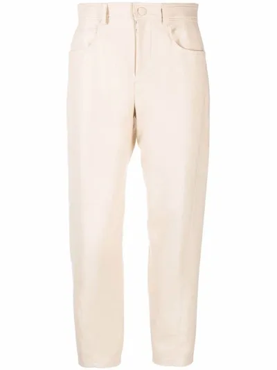 Stella Mccartney Contrast Stitched Cropped Trousers In Beige