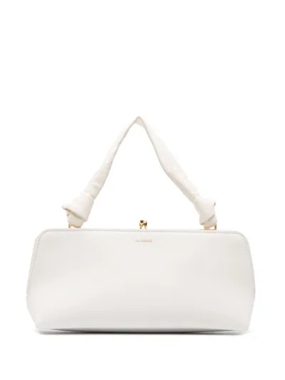 Jil Sander Goji Leather Clutch Bag In White