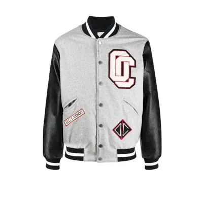 Opening Ceremony Logo-embroidered Varsity Jacket In Grey