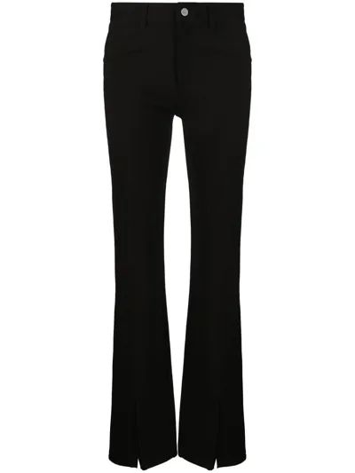 Paige Black Slit Hem Flared Trousers